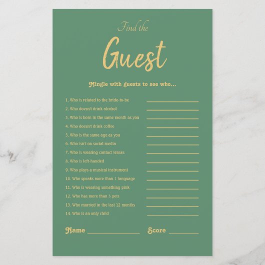 Goldenes Tropisches Brautparty-Spiel (Rückseite)