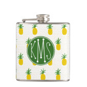 Goldenes tropisches Monogramm der Ananas-| Flachmann (Vorderseite)
