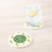 Goldenes tropisches Monogramm der Ananas-| Getränkeuntersetzer (Seite)