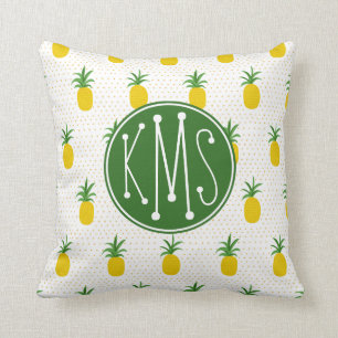 Goldenes tropisches Monogramm der Ananas- Kissen
