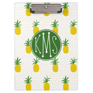Goldenes tropisches Monogramm der Ananas- Klemmbrett
