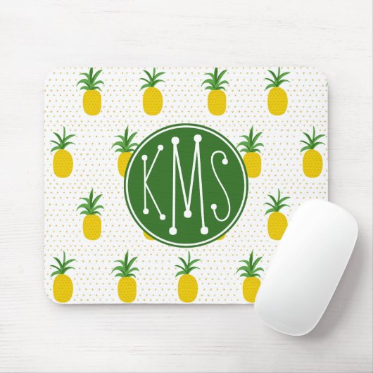Goldenes tropisches Monogramm der Ananas-| Mousepad (Mit Mouse)