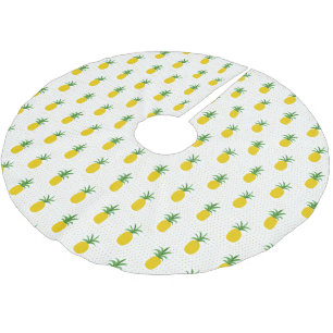 Goldenes tropisches Monogramm der Ananas-  Polyester Weihnachtsbaumdecke