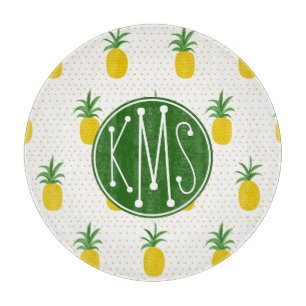 Goldenes tropisches Monogramm der Ananas-  Schneidebrett