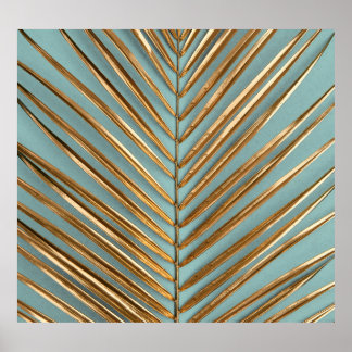 Goldenes tropisches Palmmuster Poster