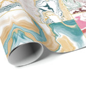 Goldenes und blaues Marmormuster Geschenkpapier (Rolleneckpunkt)