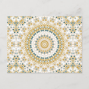Goldenes und grünes geometrisches Mandala-Muster Postkarte