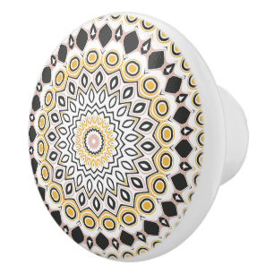 Goldenes und kohlefarbenes Mandala-Muster Keramikknauf