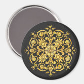 Goldenes und schwarzes Blumenmuster Magnet (Vorderseite/Rückseite)