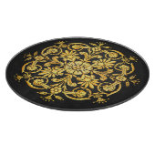 Goldenes und schwarzes Blumenmuster Schneidebrett (Ecke)