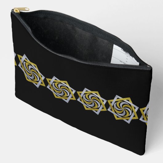 Goldenes und silbernes geometrisches Stern-Sticker Zubehörtasche (Offen)