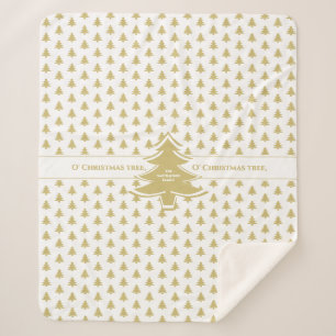 Goldenes und weißes Ikonisches Weihnachtsbaummust Sherpadecke