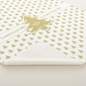 Goldenes und weißes Ikonisches Weihnachtsbaummuste Sherpadecke (3/4)