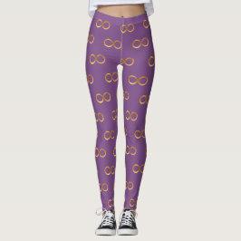 Goldenes Unendlichkeits-Symbol-Muster auf Violett Leggings