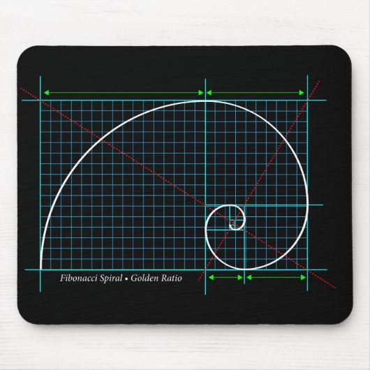Goldenes Verhältnis, Fibonacci Spiral, Farbstoff G Mousepad (Vorne)