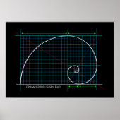 Goldenes Verhältnis, Fibonacci Spiral, FarbZeichn Poster (Vorne)