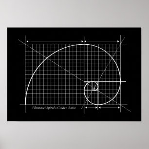 Goldenes Verhältnis, Fibonacci Spiral, Zeichnend Poster