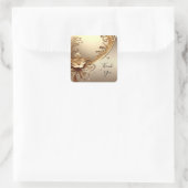 Goldenes verziertes Blumenaufkleber Quadratischer Aufkleber (Tasche)