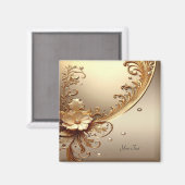 Goldenes verziertes Blumenmagnet Magnet (Vorderseite/Rückseite)