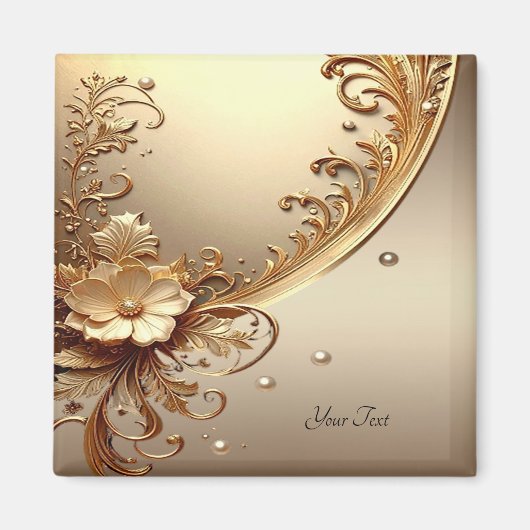 Goldenes verziertes Blumenmagnet Magnet (Vorne)