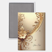 Goldenes verziertes Blumenmagnet Magnet (Vorderseite/Rückseite)