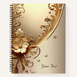 Goldenes verziertes Blumennotizbuch Notizblock