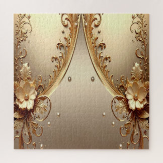 Goldenes verziertes Blumenpuzzle Puzzle
