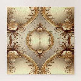 Goldenes verziertes Blumenpuzzle Puzzle