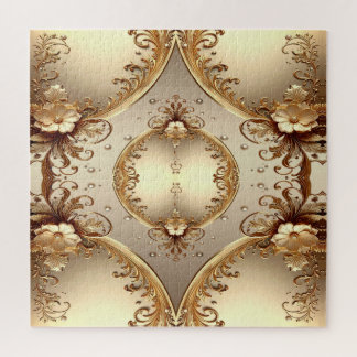 Goldenes verziertes Blumenpuzzle Puzzle