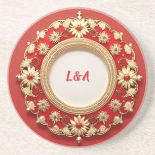 Goldenes verziertes florales Kreisdesign Getränkeuntersetzer
