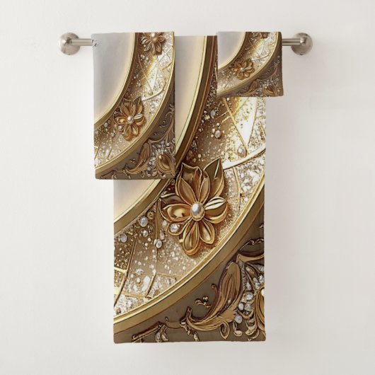 Goldenes verziertes Handtuch-Set Badhandtuch Set (Insitu)