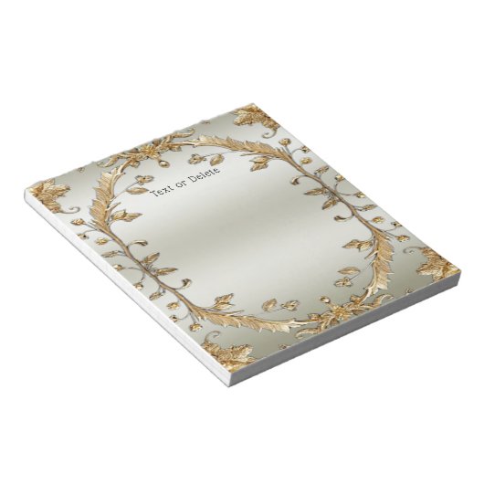 Goldenes Verziertes Notepad Notizblock (angewinkelt)