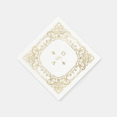 Goldenes verziertes Oldtimer-Hochzeitsmonogramm Serviette (Ecke)