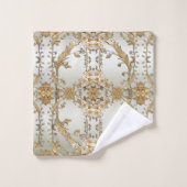 Goldenes Verziertes weißes Blume Handtuch Set (Waschlappen)