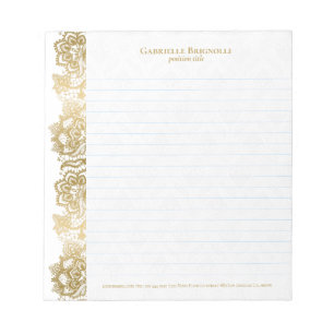 Goldenes vintage Blumen-Spitzen-Notizbuch Notizblock