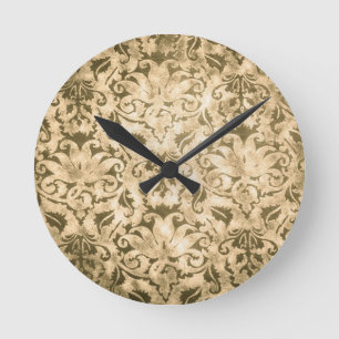 Goldenes Vintage-Muster Runde Wanduhr