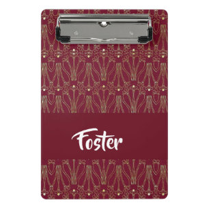 Goldenes vintage-Spitzenmuster auf Rot Mini Klemmbrett