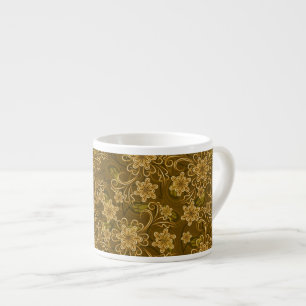 Goldenes Vintages Blumenmuster Espressotasse