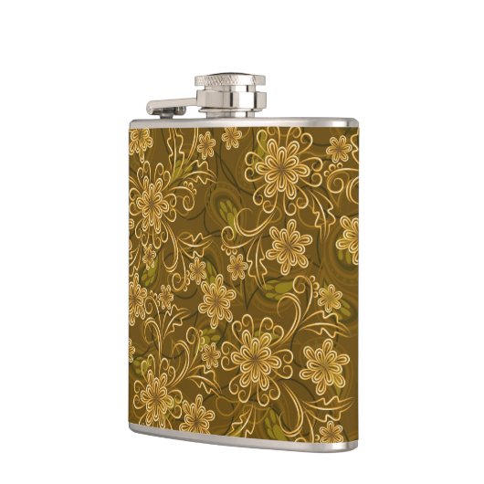 Goldenes Vintages Blumenmuster Flachmann (Links)