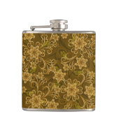 Goldenes Vintages Blumenmuster Flachmann (Vorderseite)