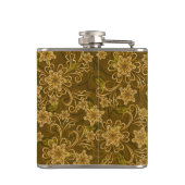 Goldenes Vintages Blumenmuster Flachmann (Rückseite)