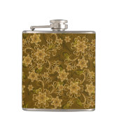 Goldenes Vintages Blumenmuster Flachmann (Vorderseite)