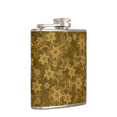 Goldenes Vintages Blumenmuster Flachmann (Rechts)