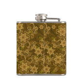 Goldenes Vintages Blumenmuster Flachmann (Rückseite)