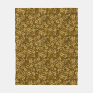 Goldenes Vintages Blumenmuster Fleecedecke