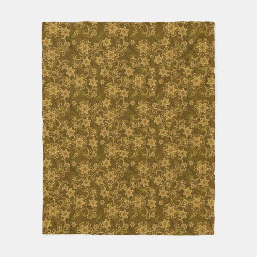 Goldenes Vintages Blumenmuster Fleecedecke (Vorderseite)