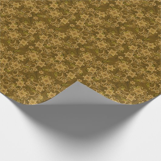 Goldenes Vintages Blumenmuster Geschenkpapier (Ecke)