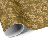 Goldenes Vintages Blumenmuster Geschenkpapier (Rolleneckpunkt)