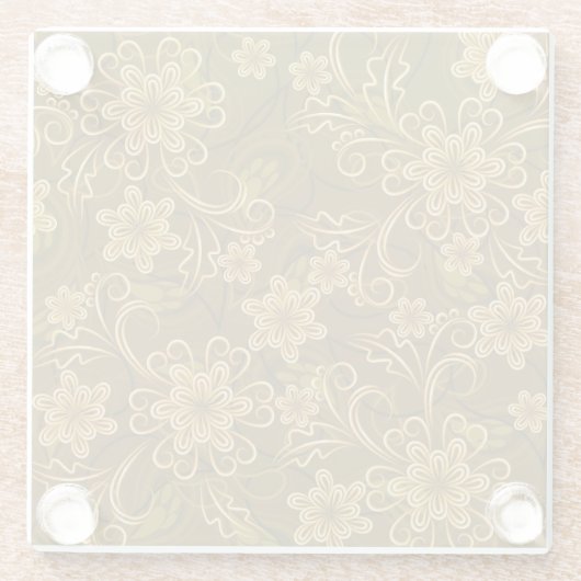 Goldenes Vintages Blumenmuster Glasuntersetzer (Rückseite)