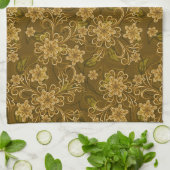 Goldenes Vintages Blumenmuster Handtuch (Gefaltet)
